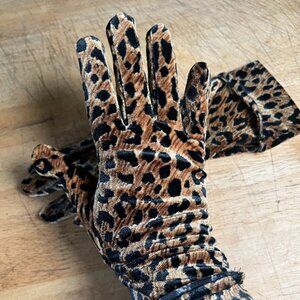 Vintage Gloves Cheetah Print Lucky Lady Sexy Big Cat Cosplay Accessory